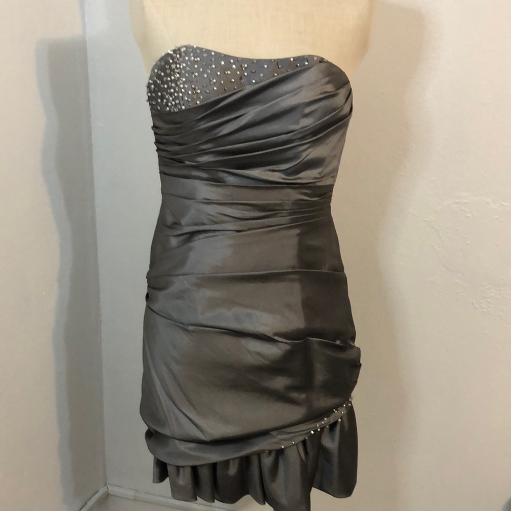 impression Bridal short silver formal. Size 10.